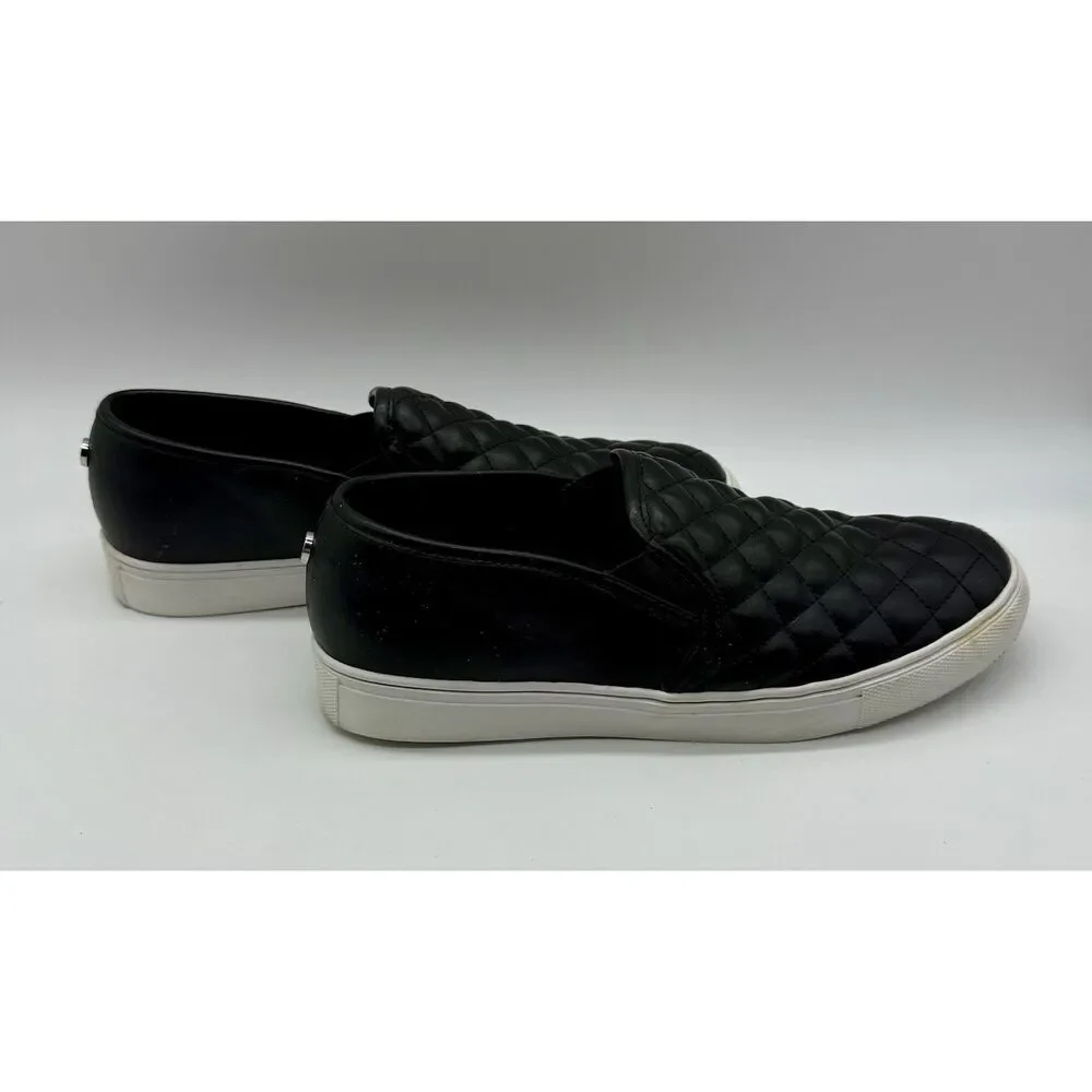 Steve Madden‎ Electric Quilted Black Slip On Flat Shoes Women’s Size 9M